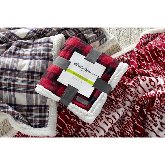 Red Check Reversible Sherpa Fleece Bedding Buffalo Plaid Home Decor All Seasons - Picture 8 of 13